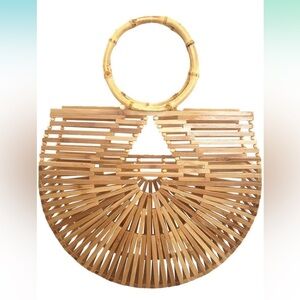 NEW Top Handle Bamboo Handbag Summer Beach Large Tote Bag